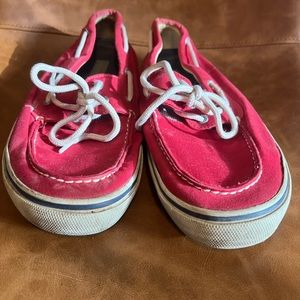Mens Red Canvas Sperry Boat Shoes